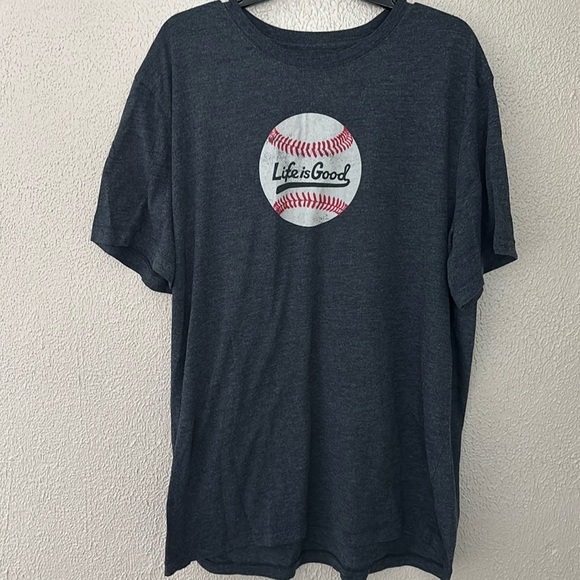Mens Life is Good Baseball Soft Tshirt, Gray, XXL - Picture 1 of 5